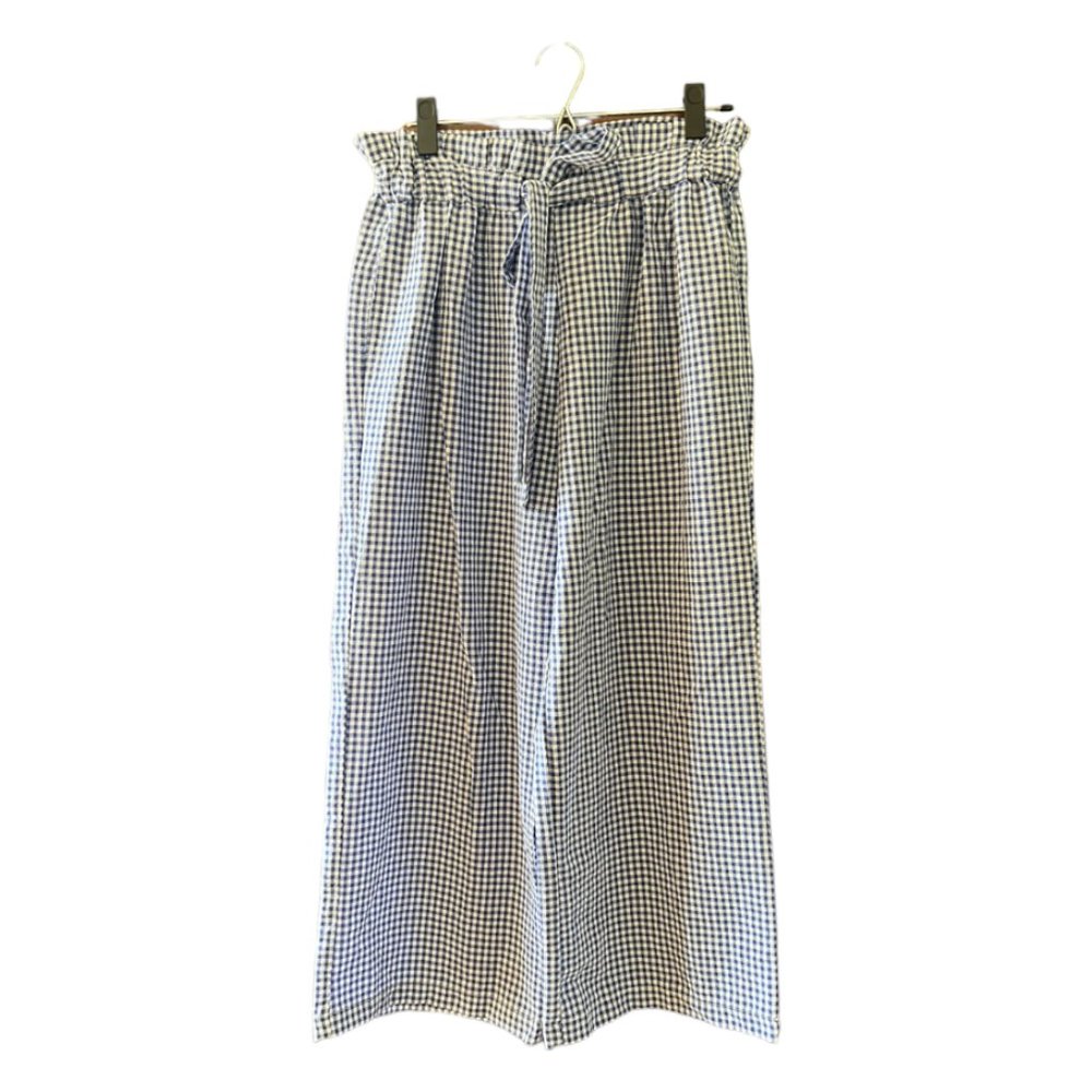 Joie Blue and White Checked Wide Leg Pants